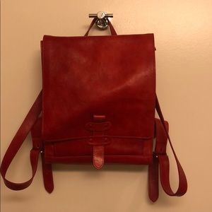 Red leather rucksack